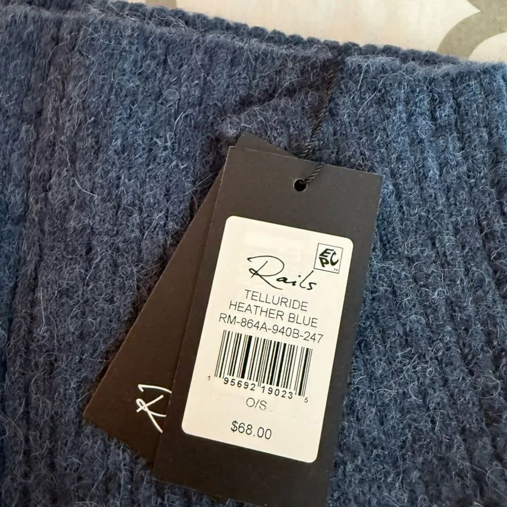 rails heather blue wool blend scarf NWT